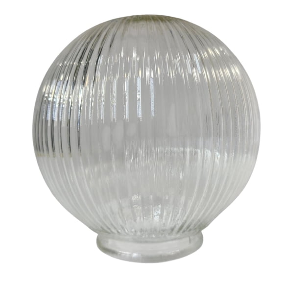 Vintage Glass Globe Light Shade Holophane Clear Ribbed Mid Century Modern Retro