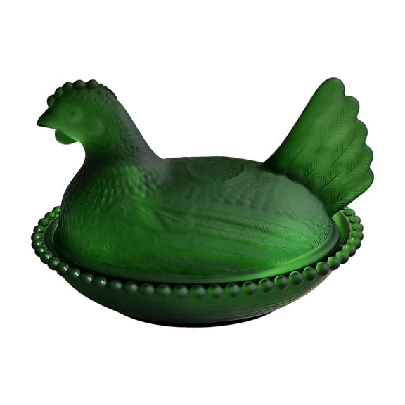 Vintage Glass Hen on Nest Dish with Lid, Large Pedestal Rooster Glass Candy Bowl, Colorful Crystal Candy Jar for Snacks, Dessert, Cookies, Home Kitchen Office Tabletop Decor, Hen on Nest Glass Dish A
