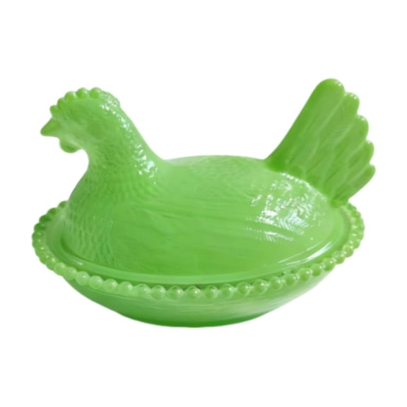 Vintage Glass Hen on Nest Dish with Lid, Large Pedestal Rooster Glass Candy Bowl, Colorful Crystal Candy Jar for Snacks, Dessert, Cookies, Home Kitchen Office Tabletop Decor, Hen on Nest Glass Dish B