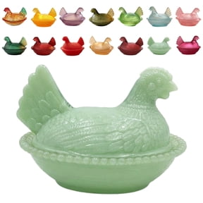 Hen on Nest Glass Dish Vintage Glass Hen on Nest Candy Dish with Lid for Home Kitchen Tabletop Decor Easter Storage and Gift Giving