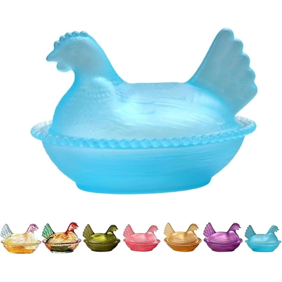 Vintage Glass Hen on Nest Candy Dish with Lid, Chicken-Shaped Crystal Glass Jar for Snacks, Dessert, Cookies, Home Kitchen Tabletop Decor