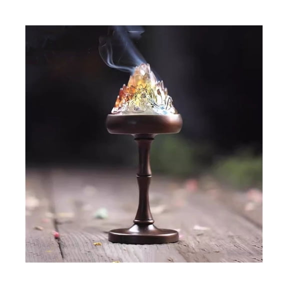 Vintage Glass Incense Burner Decoration Copper Base Indoor Incense Holder Burner Desktop Zen Decoration