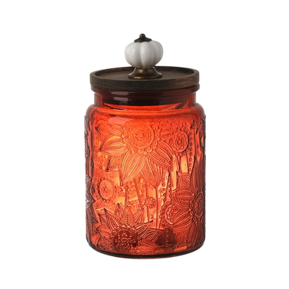 Vintage Glass Jar with Lid, Sunflower Embossed Airtight Food Storage Container for Sugar, Coffee, Tea, Candy, Cookies