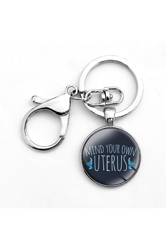 Vintage Glass Keychain with Clasp Trendy Zinc Alloy Round Key Chain Silver Lightweight 25MM Glass Keyring Gift for