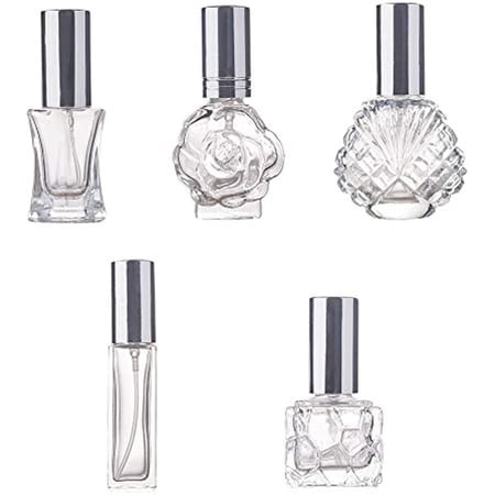 Vintage Glass Perfume Bottle Portable Mini Glass Spray Bottle for Travel Holidays and Outgoing - Set of 5