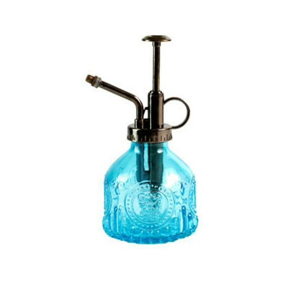 Vintage Glass Mister Spray Bottle, 6.3 Inch Succulent Watering Can with Bronze Pump, Indoor Spritzer for Home Decor, Gardening, and Small Care