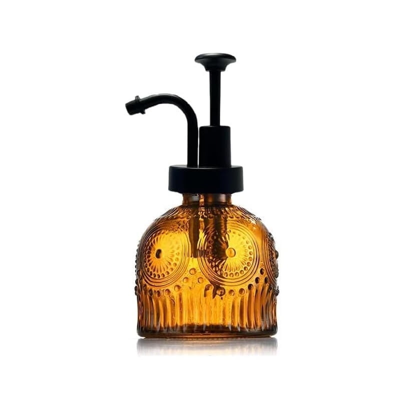 Vintage Glass Soap Dispenser for Kitchen and Bathroom Countertop Smooth Action Pump Refillable Wash Hand Liquid Dish Detergent Shampoo Lotion Pump