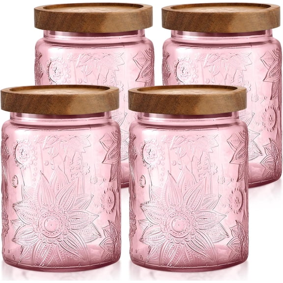 Vintage Glass Storage Jars with Solid Wood Lids Food Storage Container for Kitchen, Coffee, Tea, Sugar, Decorative Mason Cookie Jars
