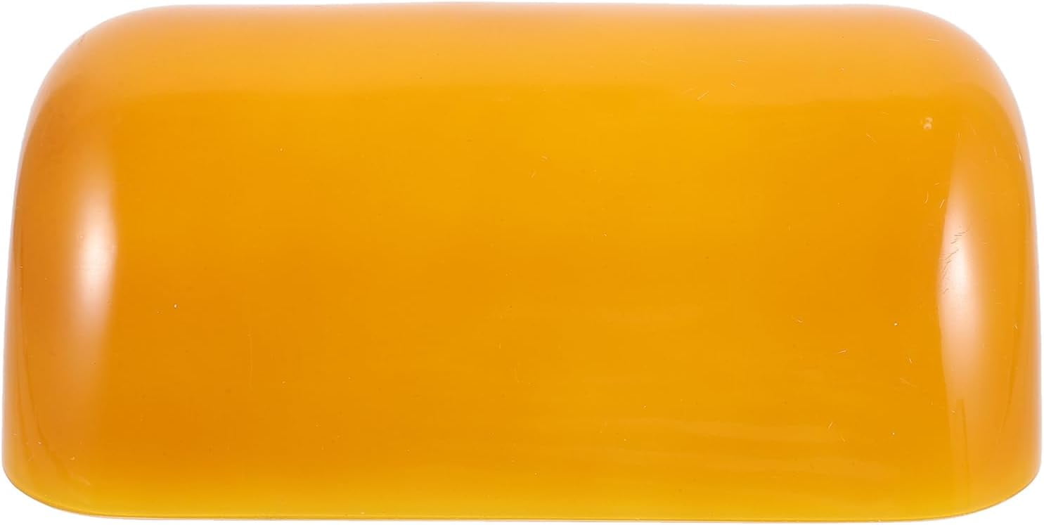 Amber Glass and Brass Bankers Lamp For Sale at