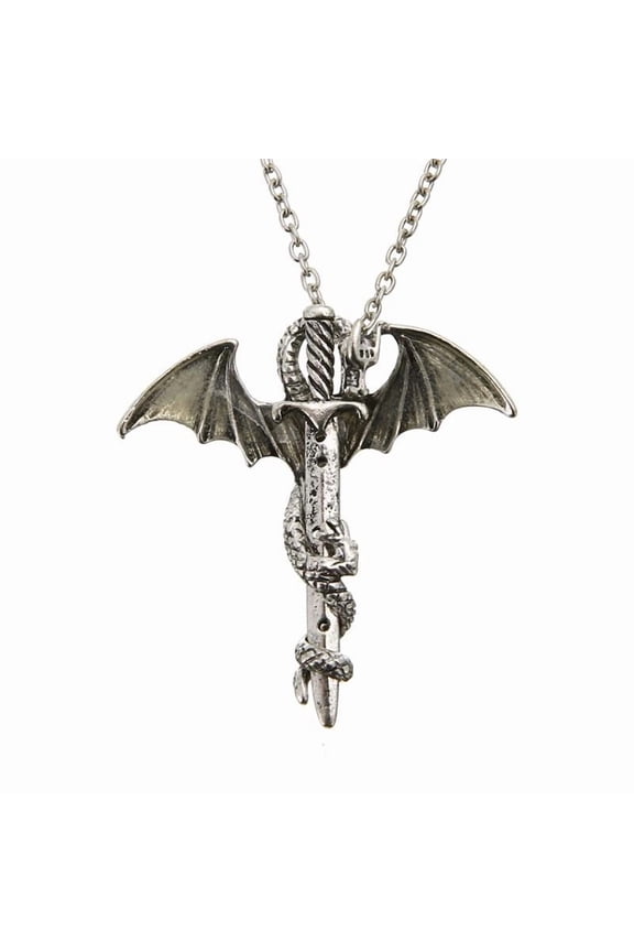 Vintage Glow In The Dark Chain Shellhard Luminous Sword Dragon Pendant Necklace Mens Punk Jewelry Accessories