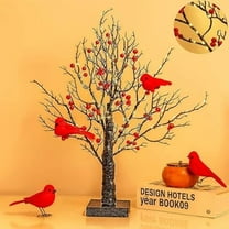 Vintage Glowing Tree with Cardinals,2025 New Glowing Tree with Cardinals,Vintage Glowing Tree with Cardinal and Berries,Table Top for Christmas,Halloween Decorations