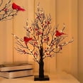 thumbnail image 1 of Vintage Glowing Tree with Cardinals,21inch Glowing Tree with Cardinals,Twinkle Tree Lamp with Lighted Branches & Berries,Lighted Birch Bonsai Table Top Centerpiece for Halloween Christmas, 1 of 9