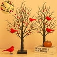 thumbnail image 1 of Vintage Glowing Tree with Cardinals, 24 LED Cardinal Christmas Tree with Lighted Branches & Berries, 21 Inch Lighted Mini Birch Trees for Xmas Indoor Tabletop Centerpiece Operated by Battery (2PCS), 1 of 8
