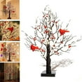 thumbnail image 1 of Vintage Glowing Tree with Cardinals,New Led Mini White Birch Tree with Lighted Branches & Berries,Lighted Birch Bonsai Table Top Centerpiece for Halloween,Christmas, 1 of 9