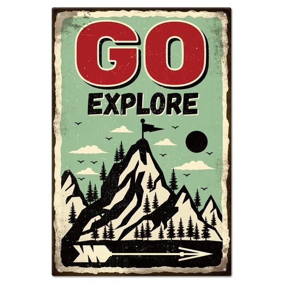 Vintage "Go Explore" Camping Explore Adventure Life Metal Tin Sign Plaque Poster 812inch Retro Metal Wall Decorative Tin Signs for Home