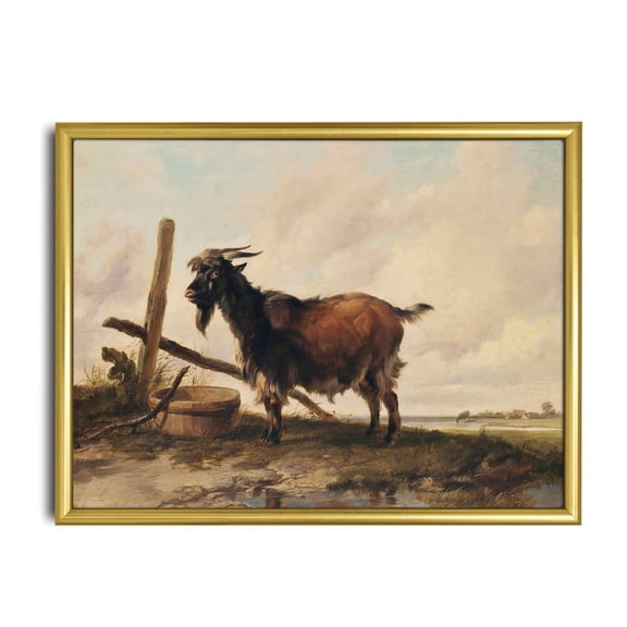 Vintage Goat Landscape, Rustic Farmhouse Decor Unframed Paper Print