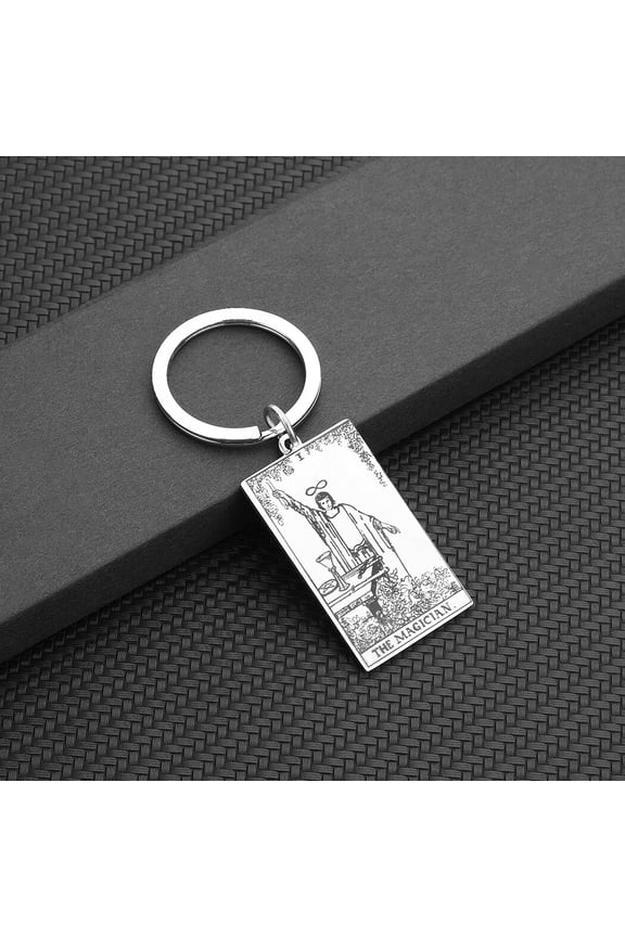 Vintage Goddess Keychain Wicca Pentagram Magic Key Ring Witch Halloween Gift Handmade Tarot Card Amulet Key Chain Jewelry