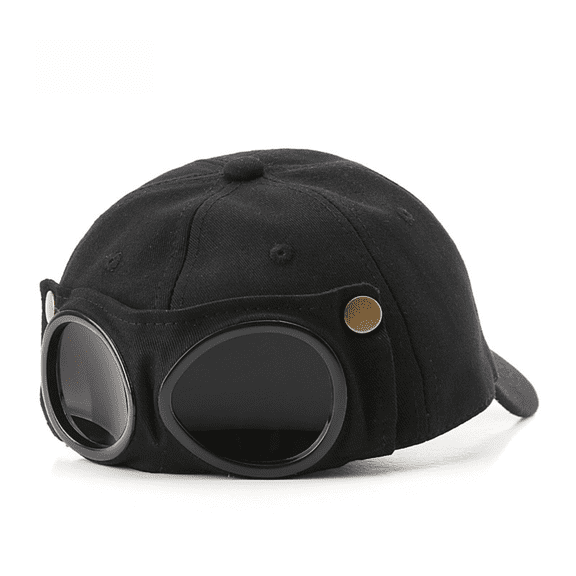 Vintage Goggle Baseball Cap for Men and Women, Creative Aviator-Inspired Cotton Hat with Flip-Down Goggle Design, Adjustable Casual Cap for Outdoor, Travel, Streetwear Style
