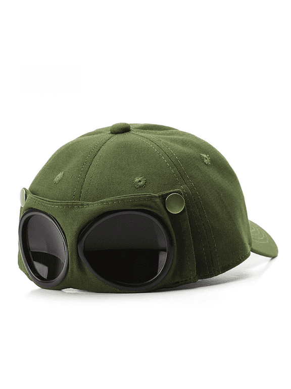 Aviator Goggle Baseball Cap, Adjustable Vintage Hat for Men and Women