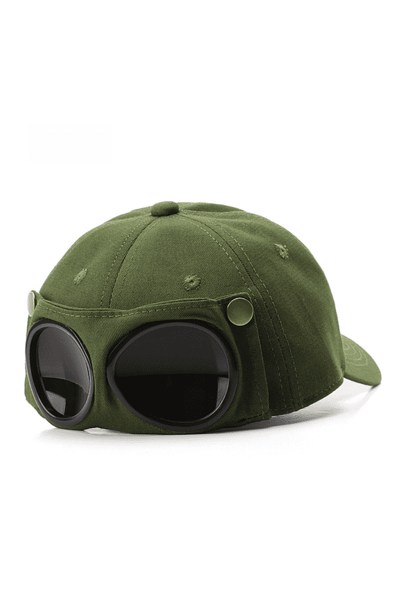 Vintage Goggle Baseball Cap for Men and Women, Creative Aviator-Inspired Cotton Hat with Flip-Down Goggle Design, Adjustable Casual Cap for Outdoor, Travel, Streetwear Style