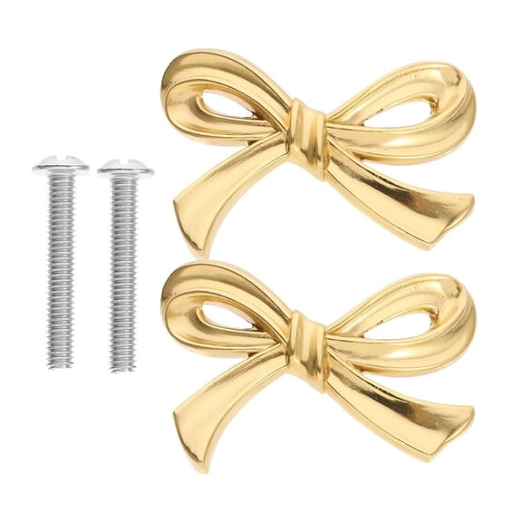 Vintage Gold Bows Knobs Metal Handles Elegant Furniture Knobs Antique Brass Knobs Simple to Use for Dressers & Cupboards