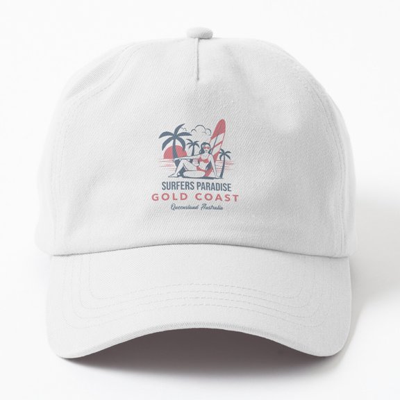 Vintage Gold Coast Surfers Paradise Baseball Cap, Surf Hat Style