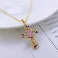 thumbnail image 1 of Gifts for women-Retro Cross Necklace Unique Zircon Pendant Niche Design Collarbone Chain Valentine's Day Gift Gold Color, 1 of 4