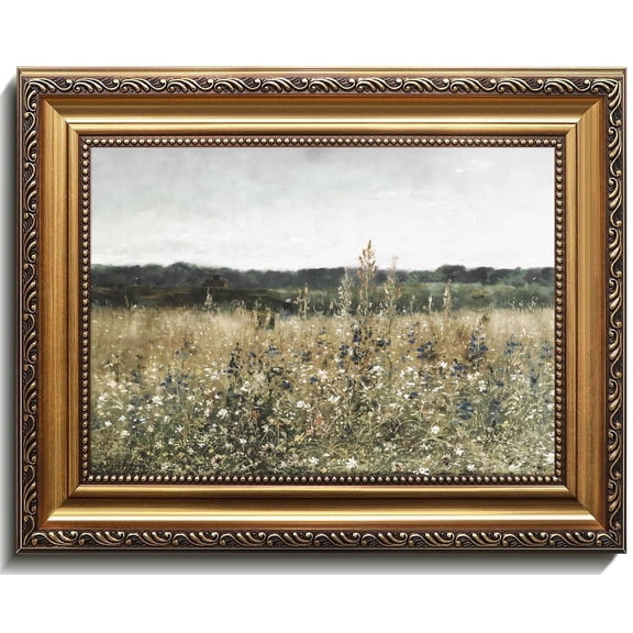 Vintage Gold Fall Landscape Wall Art, Rustic Farmhou, Seasonal Living Room And Home Decor