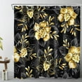 thumbnail image 1 of Vintage Gold Floral Shower Curtain Elegant Gold Flower With Black Leaf Fabric Shower Curtain Modern Dark Botanical Bathroom Shower Curtain Decor With Hooks 65"W x 72"L, 1 of 6