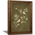 thumbnail image 1 of Vintage Gold Framed Bird Wall Art, White Flowers Botanical Oil Painting Canvas Print, Rural Animals Picture Wall Decor, Rustic Farmhouse Poster Artwork for Living Room Bedroom, 1 of 18