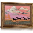 thumbnail image 1 of Vintage Gold Framed Wild Horses Running Canvas Wall Art, 3D Textured Western Horse Landscape Painting Picture Wall Decor Stunning Whimsical Horses Poster Print Artwork for Living Room Home Decoration, 1 of 18
