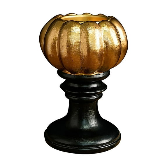 Vintage Gold Glass Candle Holder with Black Pedestal Base, Decorative Tabletop Centerpiece for Home Decor, Weddings, Parties, and Special Events, Elegant Retro Style Tealight or Votive Holder