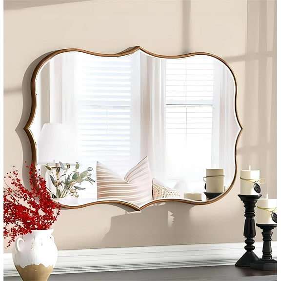 Vintage Gold Mirrors Wall Decorative Anqitue Bronze Wall Mirror Asymmetrical Mirror Decorative  Mirrors