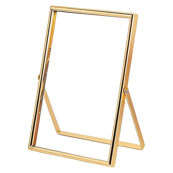 Vintage Gold Photo Frame, Metal Picture Frame with Double Glass, Modern Decorative Tabletop Display Frame for Home, Office, DIY Specimen, Certificate, Gift