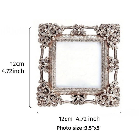 Vintage Gold Picture Frame With Easel, Resin Decorative Photo Frame For Tabletop Or Wall Display, Elegant Small Square Frame(B)