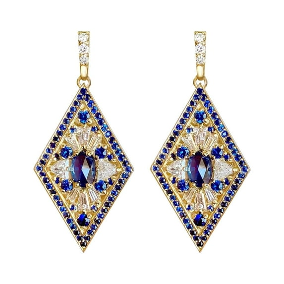Vintage Gold Rhinestone Earrings for Women Fashion Diamond Pave Geometric Dangle Earrings Wedding Jewelry Birthday Gift