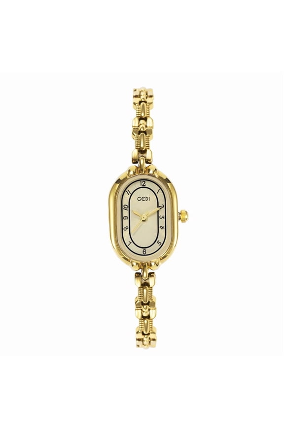 Vintage Gold Watches for Women Small Oval Dial Quartz Wristwatch Waterproof Chain Bracelet Watch for Ladies Gift