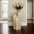 thumbnail image 1 of Vintage Gold & White Floor Vase Set (3-Piece) – 32/28/24 Inch Tall Metal Decorative Vases for Living Room Entryway | Trendy Home Decor Centerpieces, 1 of 8