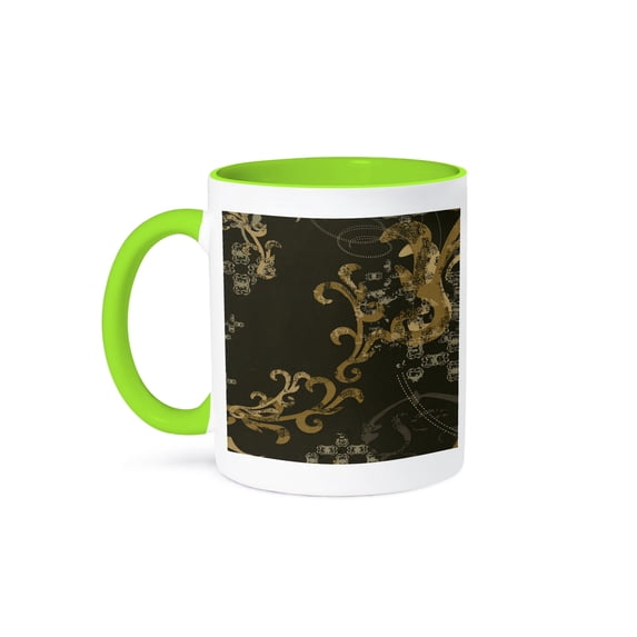3dRose, Vintage golden accents and gradient background, 11oz Two-Tone Green Mug