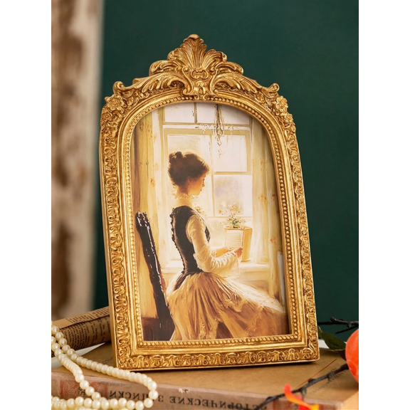 Vintage Golden Picture Frames, Ornate Baroque Photo Frames for Wall & Tabletop, Retro Home Decor Gallery Art Display