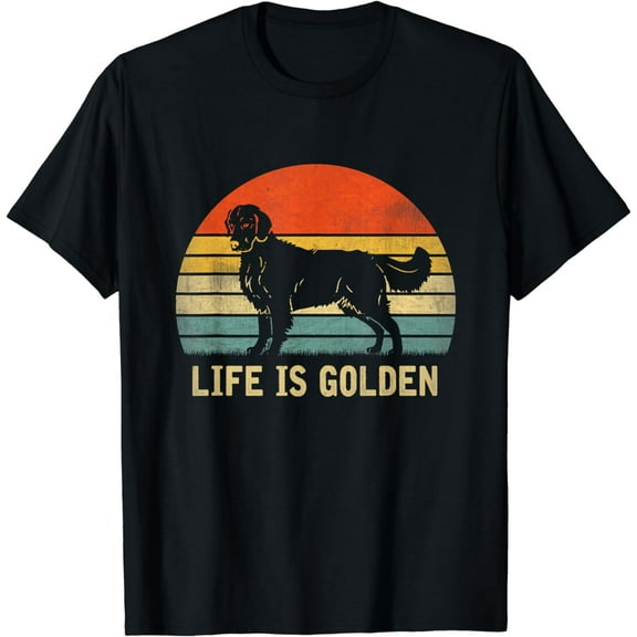 Vintage Golden Retriever Dog Life Is Golden T-Shirt