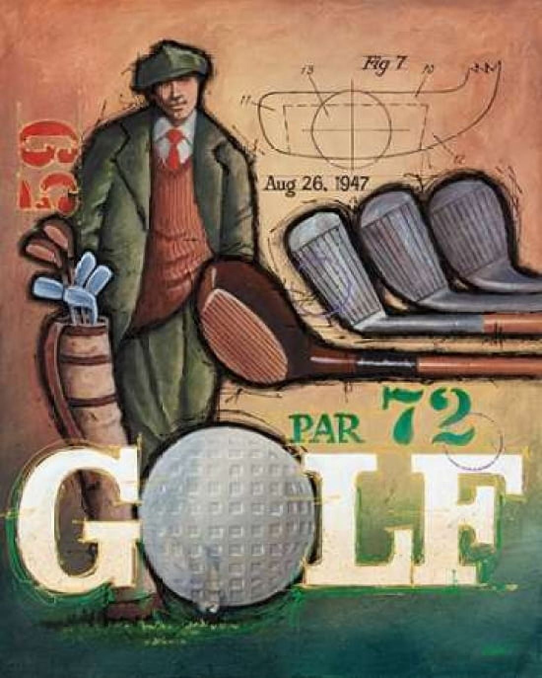 Vintage Golf 1 Canvas Art - Bruce Langton (24 x 30)