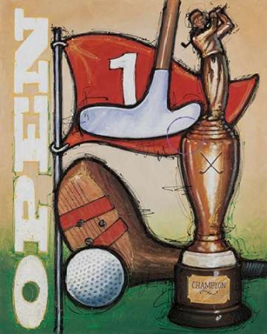 Vintage Golf 3 Canvas Art - Bruce Langton (24 x 30)