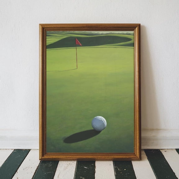 Vintage Golf Art Green Course Sports Decor Office Man Cave Lounge, Unframed Canvas 24x36in