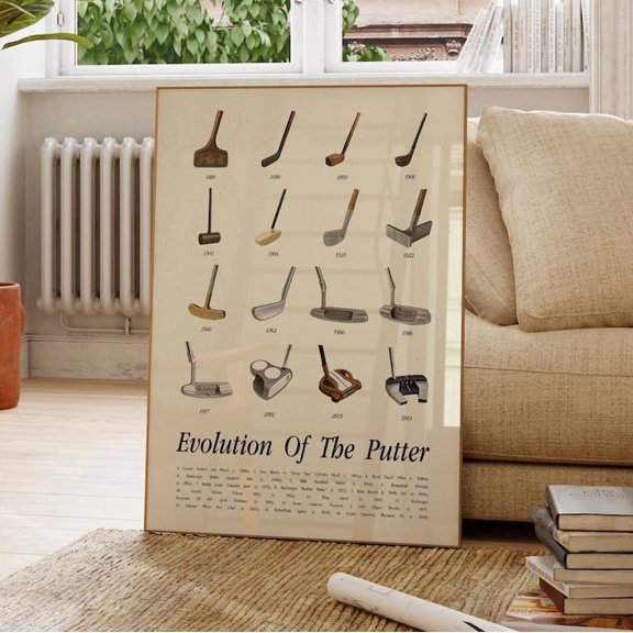 Vintage Golf Club Evolution Timeline Drivers and Irons Sports History Poster 8x12 UNFRAMDE