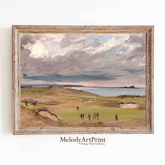 Vintage Golf Course Landscape Print, Unframed Paper Poster 11x14in