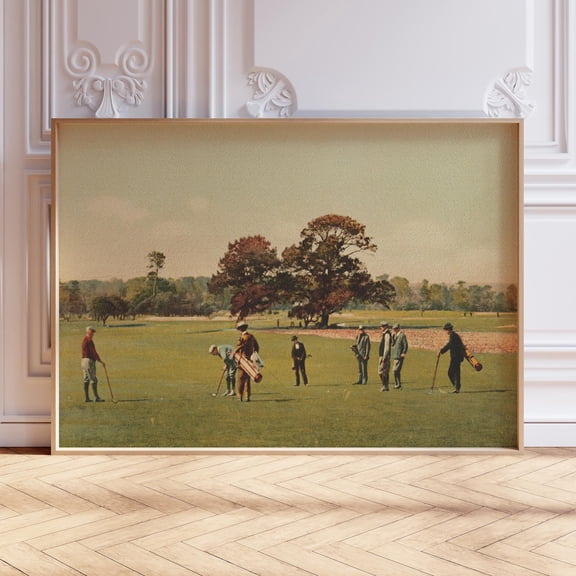 Vintage Golf Course Landscape Print, Unframed Paper Poster 8x10in