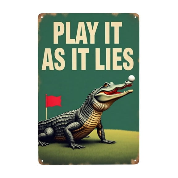 Vintage Golf Metal Tin Sign Alligator Golf Decor Play It As It Lies Metal Sign Funny Golf Wall Art Golf Room Decor 8x12 Inch Metal Plaque Retro Golf Decor Bar Decor Game Room Decor