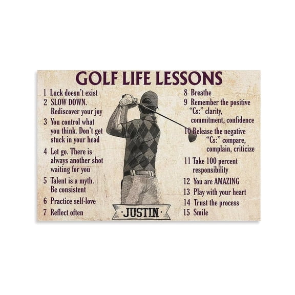 Vintage Golf Rules of Life Poster, Retro Sports Illustration Canvas Wall Art, Aesthetic Decor for Living Room, Den and Lounge Area
