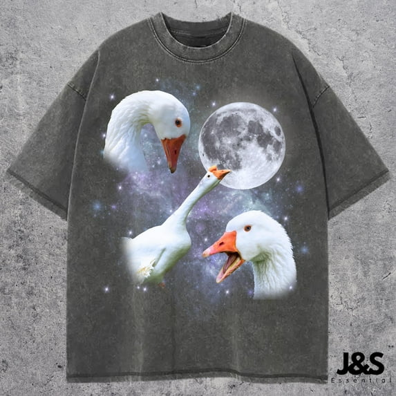 Vintage Goose 90s Graphic T-Shirt, Goose Lovers Retro Moon Tee, 2000s Nature Moon Alpha Shirt, Nostalgia Unisex Oversize Tee, Goose Party Gift TH150528